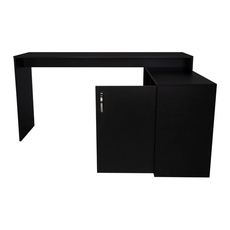 ESCRITORIO EN L 1 PUERTA Y ESTANTES  FM-032N - NEGRO-1