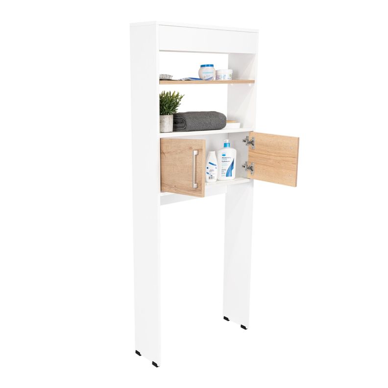 Estante Wc 2 Puertas 3 Repisa Fm-008B Blanco Y Café Claro-3