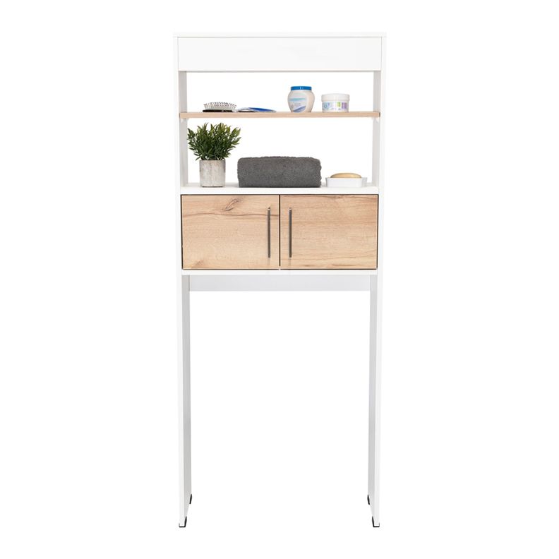 Estante Wc 2 Puertas 3 Repisa Fm-008B Blanco Y Café Claro-6