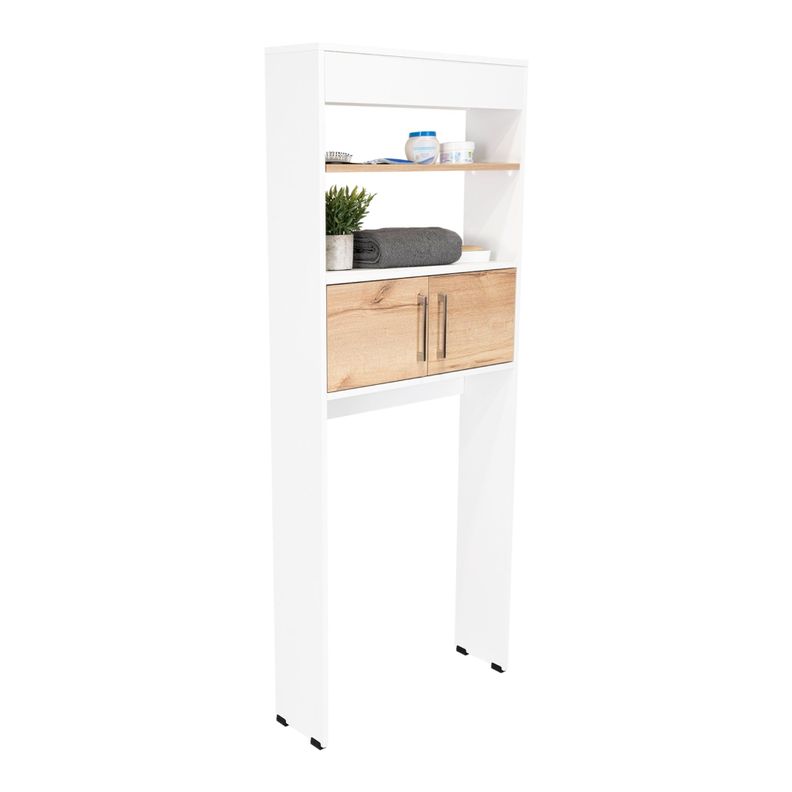 Estante Wc 2 Puertas 3 Repisa Fm-008B Blanco Y Café Claro-7
