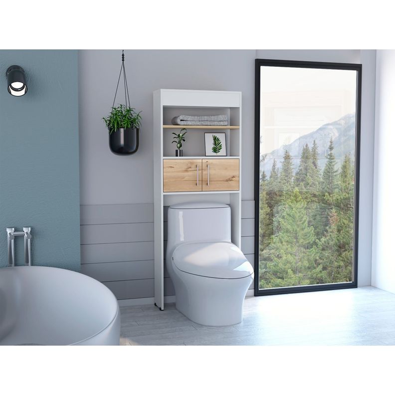 Estante Wc 2 Puertas 3 Repisa Fm-008B Blanco Y Café Claro-8