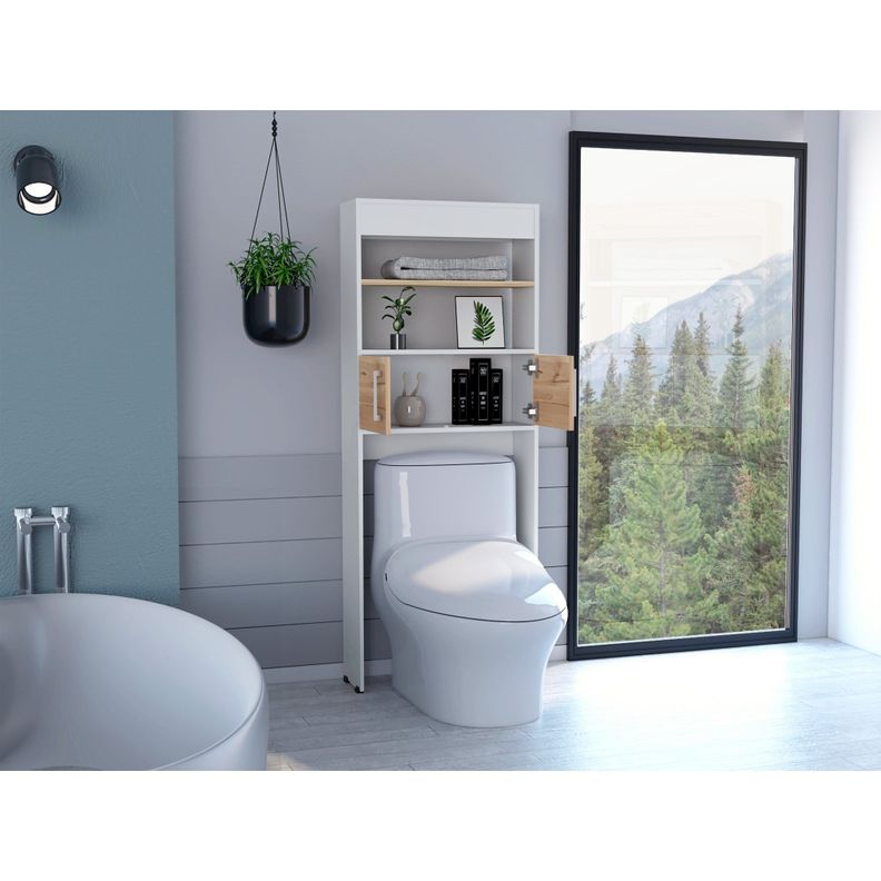 Estante Wc 2 Puertas 3 Repisa Fm-008B Blanco Y Café Claro-9