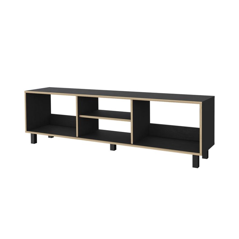 RACK TV 70" CON 5 REPISAS FM-033N - NEGRO Y CAFÉ CLARO-0