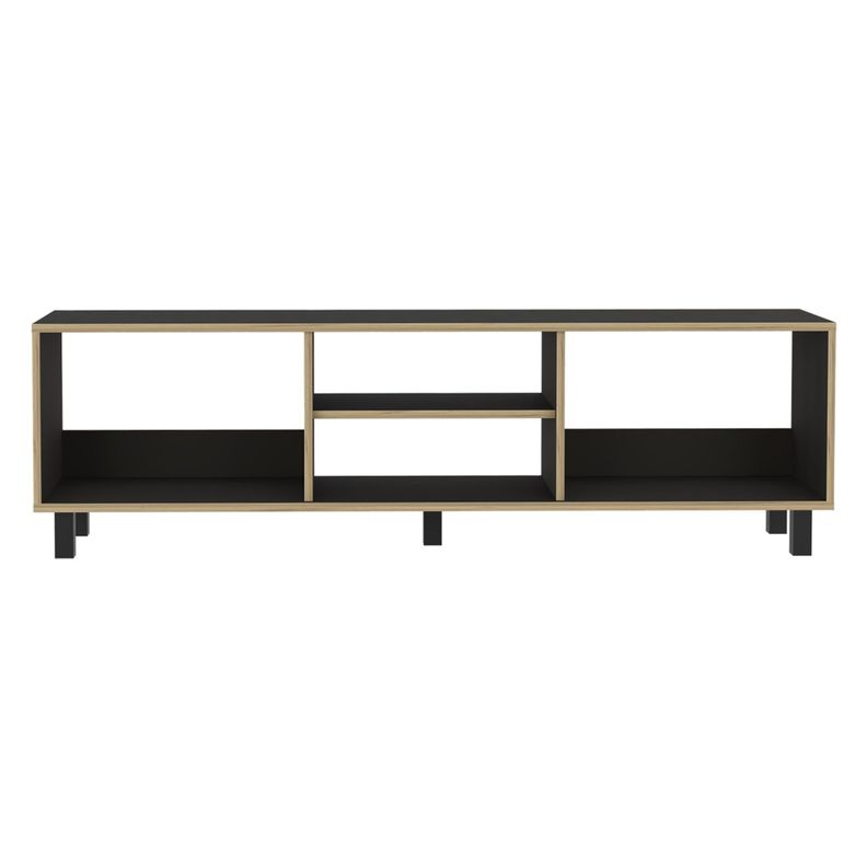 RACK TV 70" CON 5 REPISAS FM-033N - NEGRO Y CAFÉ CLARO-1