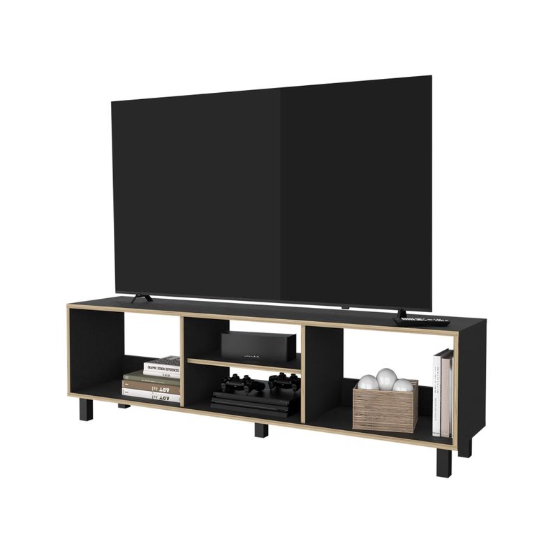 RACK TV 70" CON 5 REPISAS FM-033N - NEGRO Y CAFÉ CLARO-2