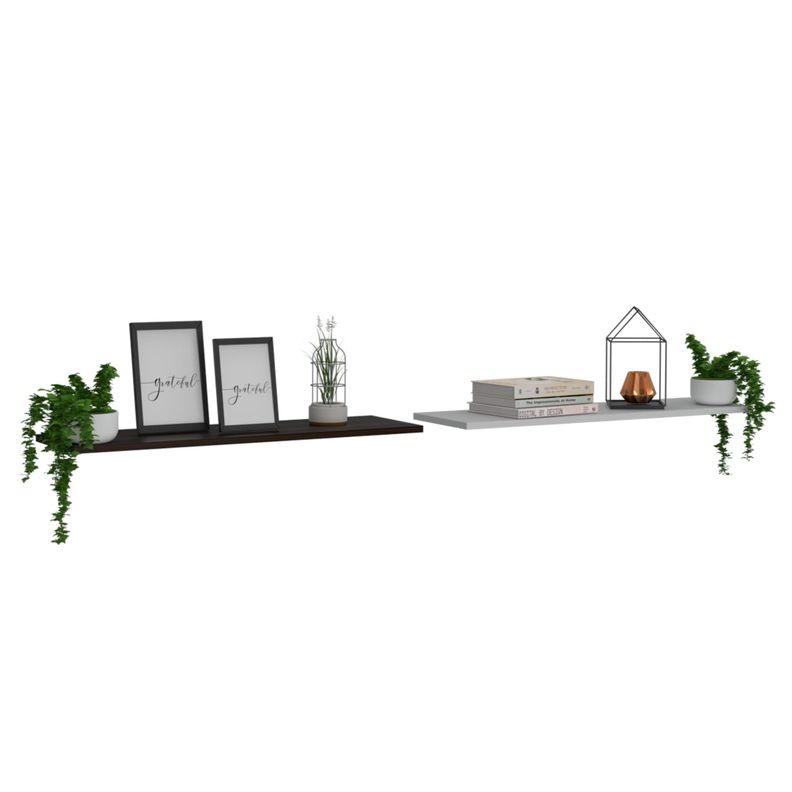 SET 2 REPISAS 160X25X1,5 CM FM-002B BLANCO Y CAFÉ OSCURO-2