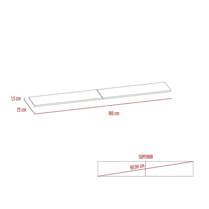 SET 2 REPISAS 160X25X1,5 CM FM-002B BLANCO Y CAFÉ OSCURO-5
