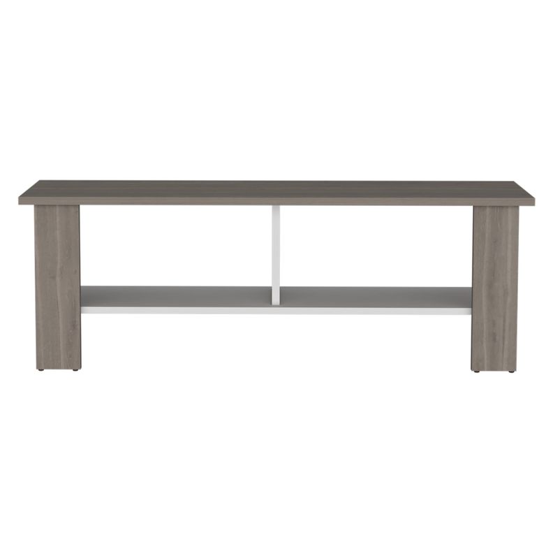RACK TV 50" CON 2 REPISAS FM-031B BEIGE Y BLANCO-1