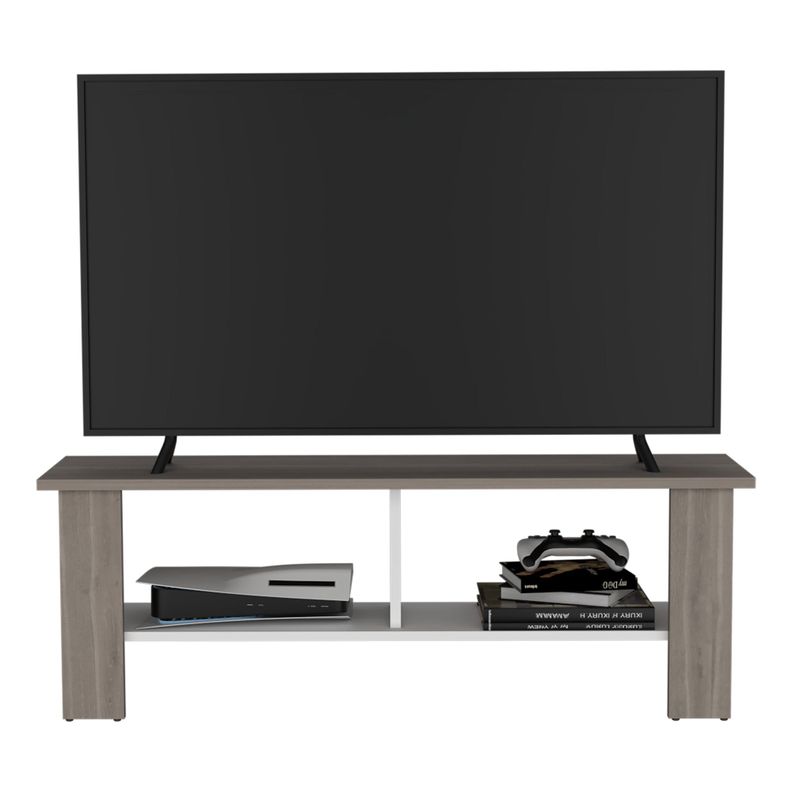 RACK TV 50" CON 2 REPISAS FM-031B BEIGE Y BLANCO-2