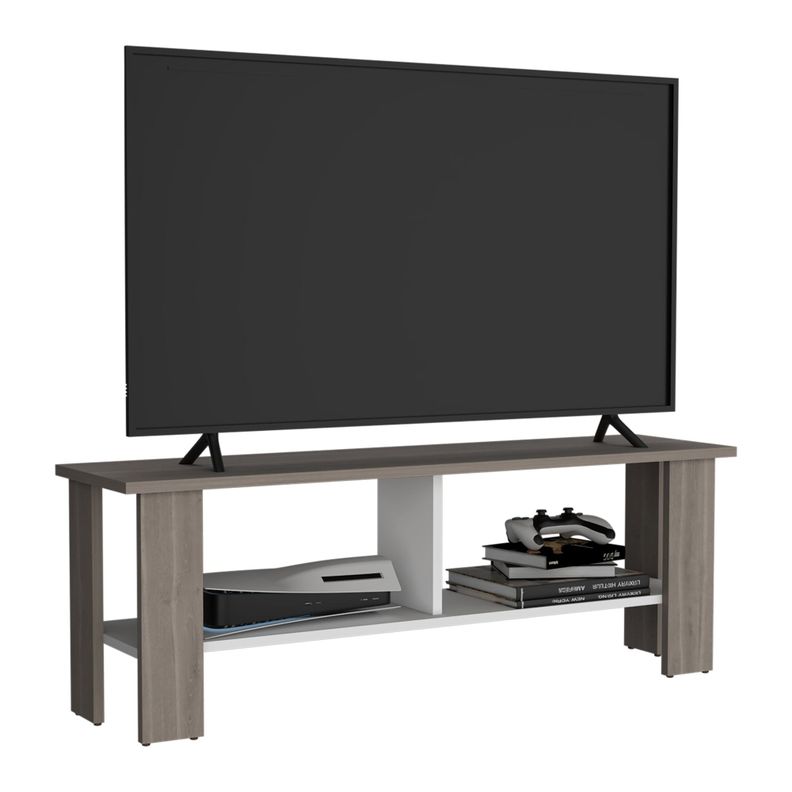 RACK TV 50" CON 2 REPISAS FM-031B BEIGE Y BLANCO-3