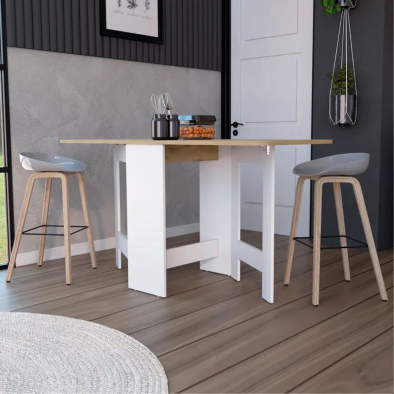 MESA PLEGABLE FM-001B - BLANCO Y CAFÉ CLARO-5