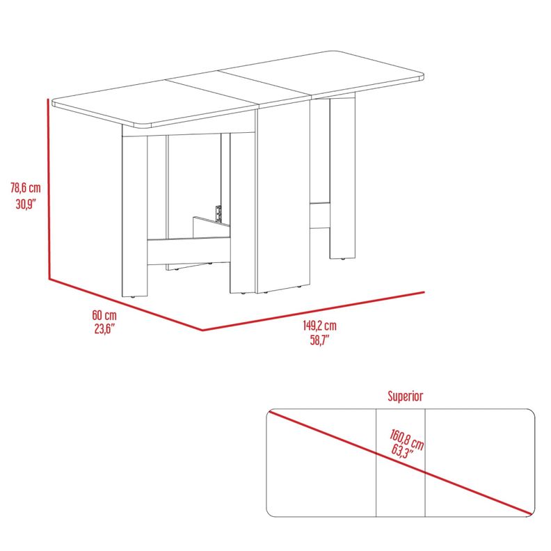 MESA PLEGABLE FM-001B - BLANCO Y CAFÉ CLARO-6