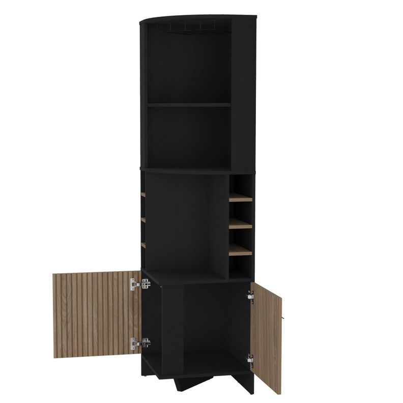 BAR ESQUINERO 8 BOTELLEROS Y PORTACOPAS FM-011N - NEGRO-1