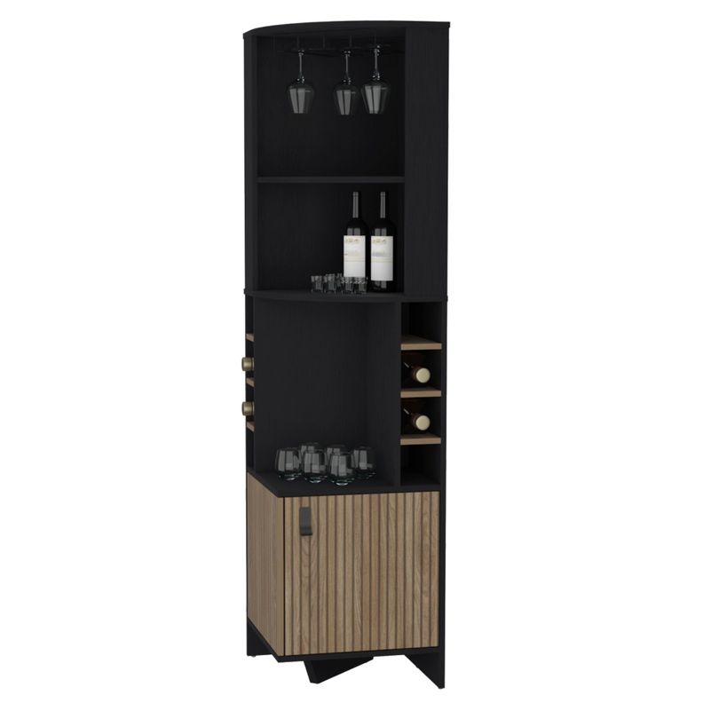BAR ESQUINERO 8 BOTELLEROS Y PORTACOPAS FM-011N - NEGRO-2