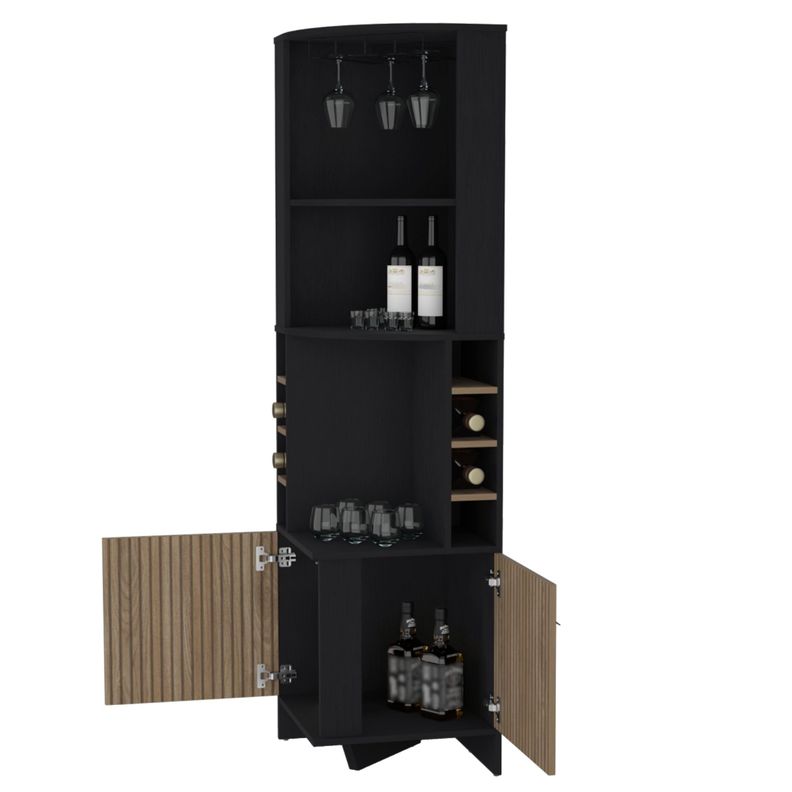 BAR ESQUINERO 8 BOTELLEROS Y PORTACOPAS FM-011N - NEGRO-3
