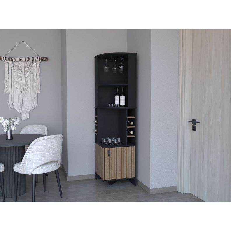 BAR ESQUINERO 8 BOTELLEROS Y PORTACOPAS FM-011N - NEGRO-4