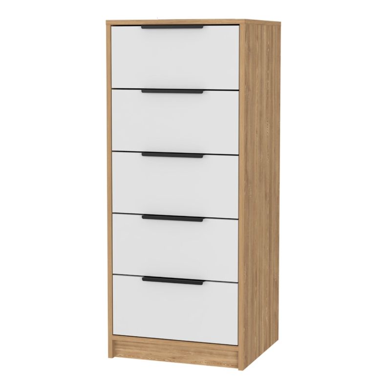 COMODA 5 CAJONES FM-002C - CAFE CLARO Y BLANCO-0