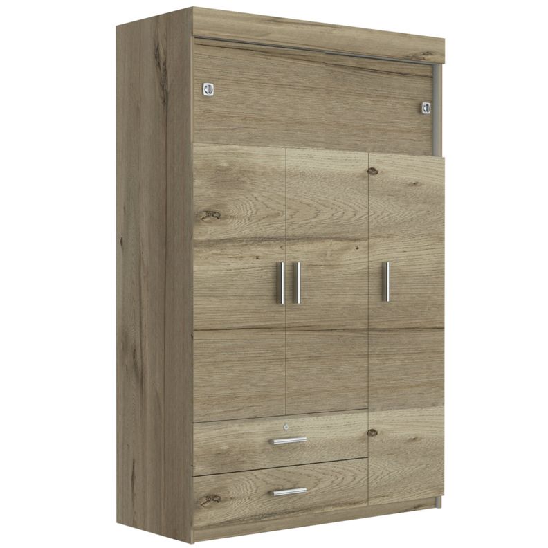 CLOSET 5 PUERTAS 2 CAJONES FM-003C CAFÉ CLARO Y BLANCO-0