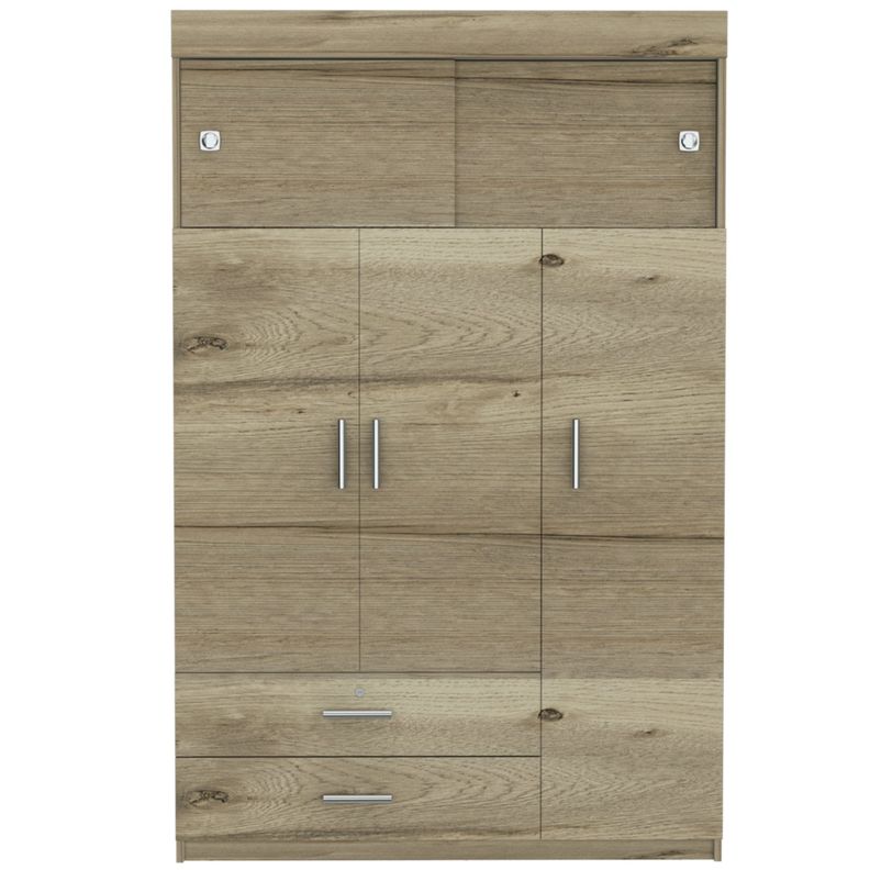 CLOSET 5 PUERTAS 2 CAJONES FM-003C CAFÉ CLARO Y BLANCO-1