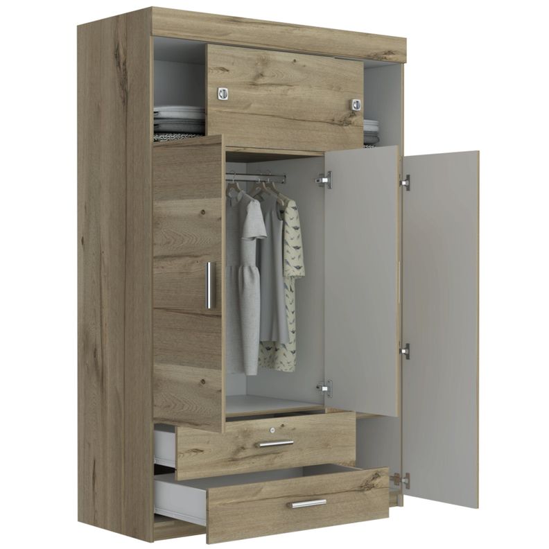 CLOSET 5 PUERTAS 2 CAJONES FM-003C CAFÉ CLARO Y BLANCO-3