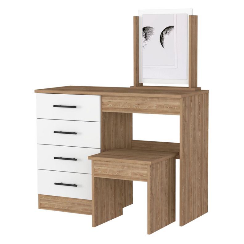 MUEBLE TOCADOR CON ESPEJO Y 4 CAJONES  FM-001C - CAFE CLARO-0