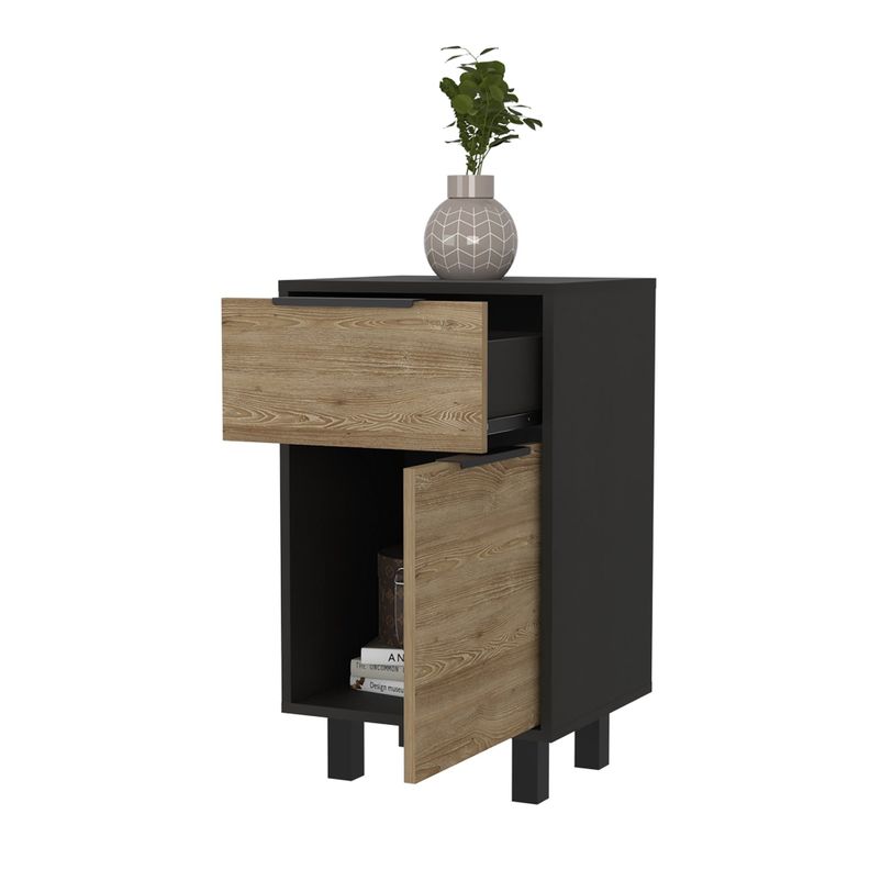 VELADOR 1 CAJÓN 1 PUERTA FM-002N - NEGRO Y CAFÉ CLARO-2