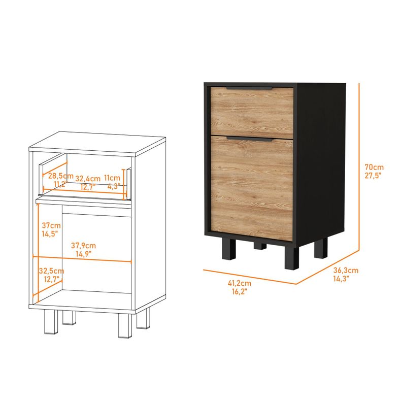 VELADOR 1 CAJÓN 1 PUERTA FM-002N - NEGRO Y CAFÉ CLARO-5
