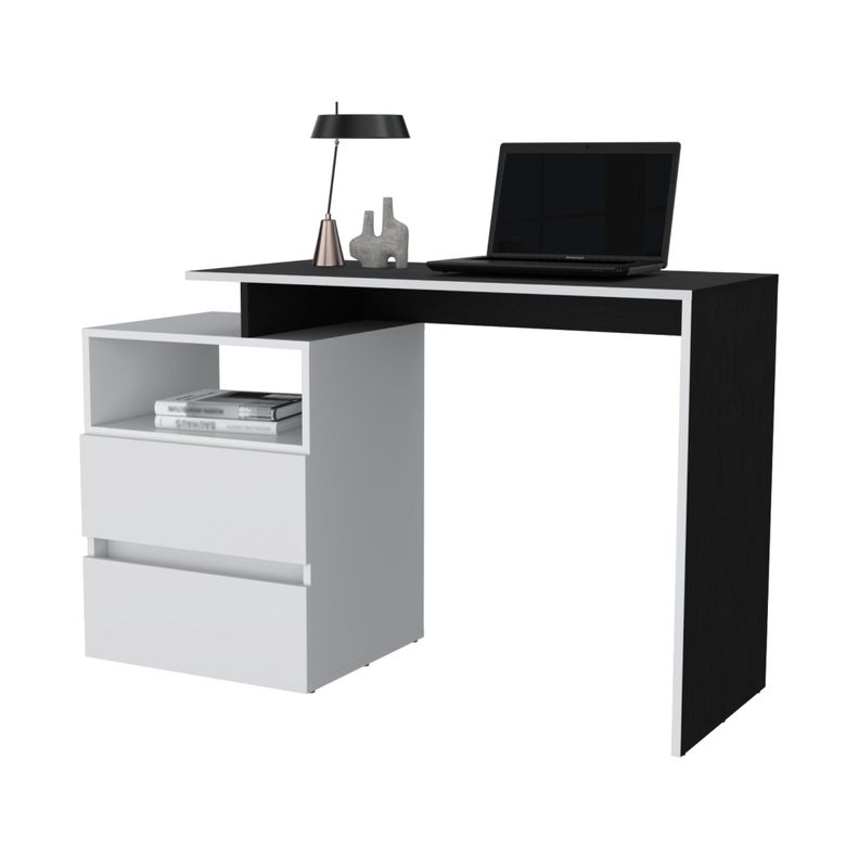ESCRITORIO 2 CAJONES FM-029N NEGRO Y BLANCO-2