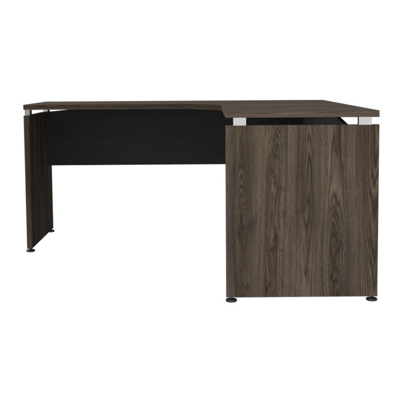 ESCRITORIO EN L 75X160X160 CM FM-005N NEGRO Y CAFÉ OSCURO-1