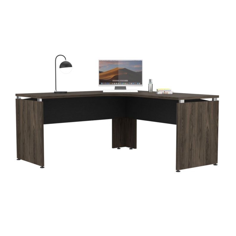 ESCRITORIO EN L 75X160X160 CM FM-005N NEGRO Y CAFÉ OSCURO-2