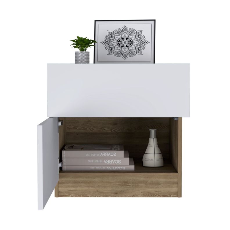 VELADOR 1 CAJON 1 PUERTA FM-023C - CAFÉ CLARO / BLANCO-2
