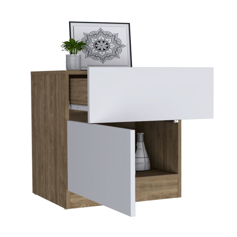 VELADOR 1 CAJON 1 PUERTA FM-023C - CAFÉ CLARO / BLANCO-3