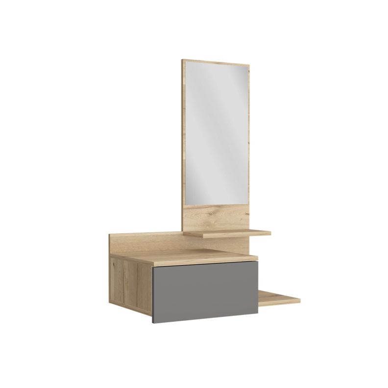 MUEBLE RECIBIDOR PARED CON ESPEJO 1 CAJON FM-002C - CAFÉ CLARO-0