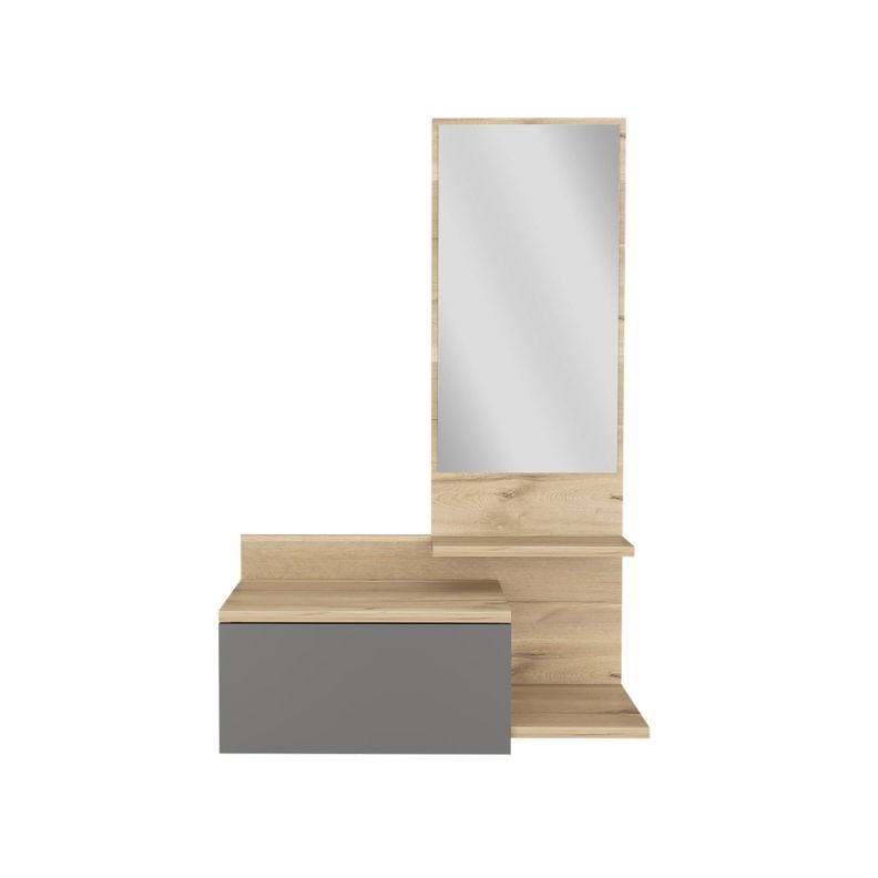MUEBLE RECIBIDOR PARED CON ESPEJO 1 CAJON FM-002C - CAFÉ CLARO-3