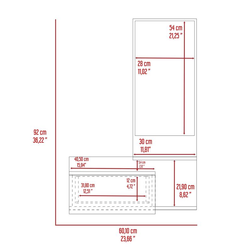 MUEBLE RECIBIDOR PARED CON ESPEJO 1 CAJON FM-002C - CAFÉ CLARO-6