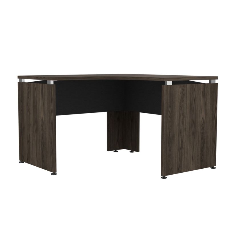 ESCRITORIO EN L 120X120X75 CM FM-003N NEGRO Y CAFÉ OSCURO-0