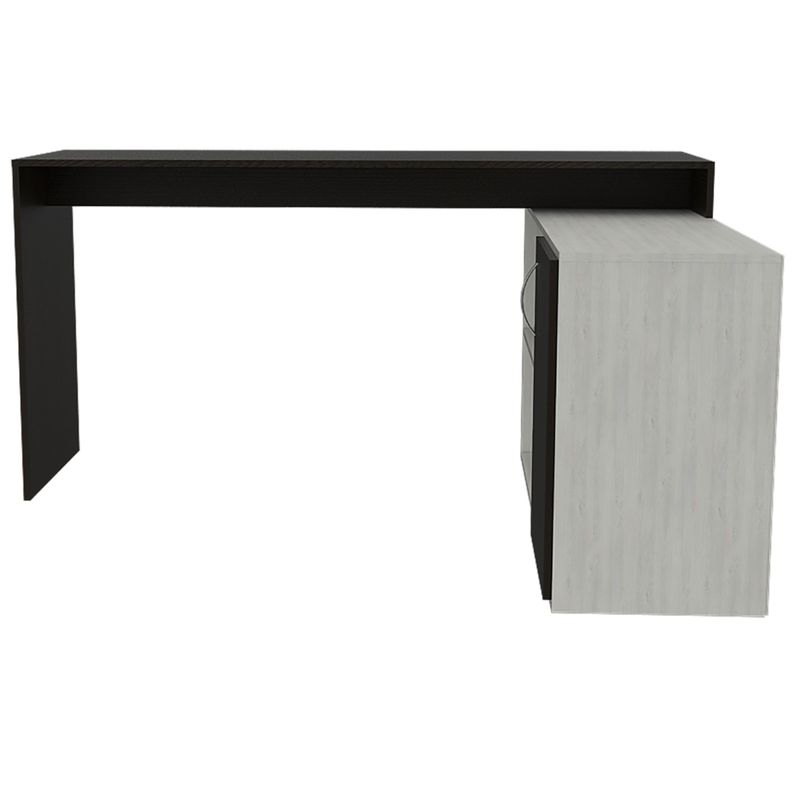 ESCRITORIO EN L 1 PUERTA Y ESTANTES  FM-032B BLANCO Y NEGRO-1