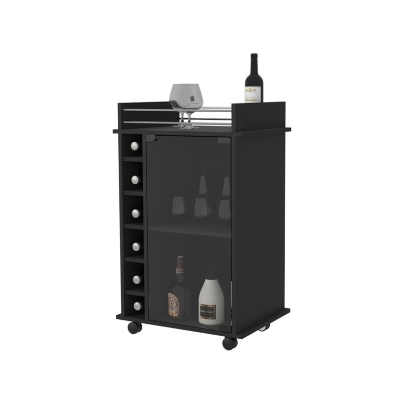 BAR BAJO 6 BOTELLEROS 1 PUERTA DE VIDRIO FM-009N - NEGRO-2