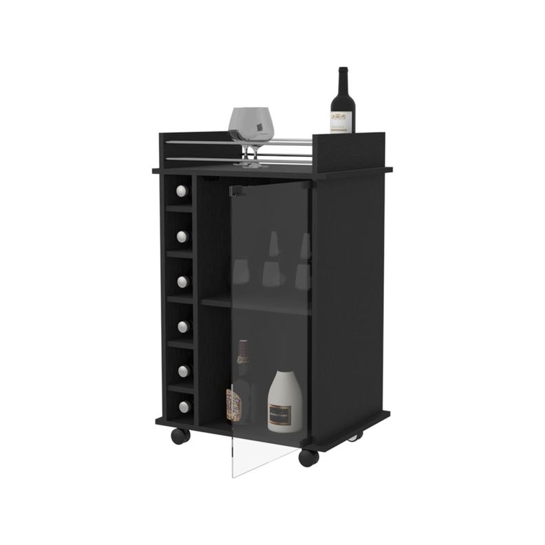 BAR BAJO 6 BOTELLEROS 1 PUERTA DE VIDRIO FM-009N - NEGRO-3