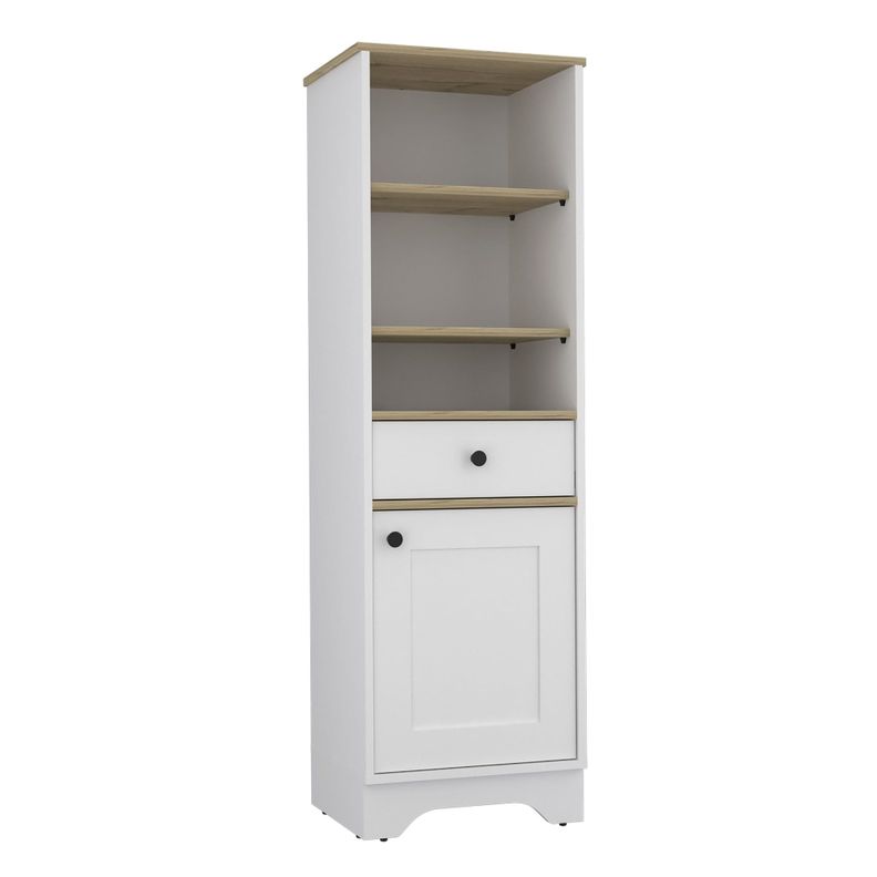 Estante Organzador Baño 1 Puerta 1 Cajon Fm-005C Café Claro Y Blanco-0