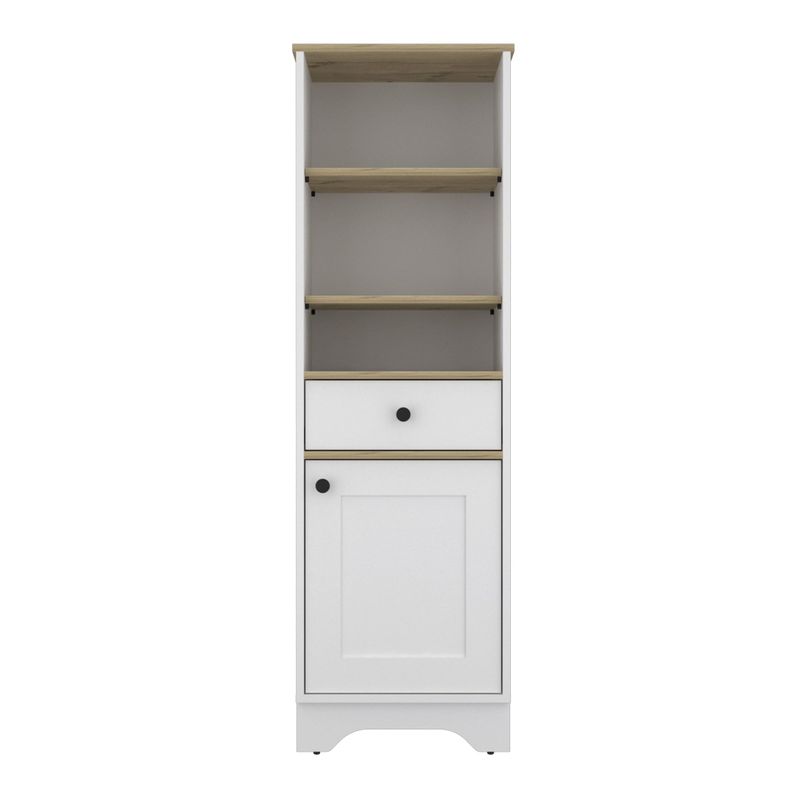 Estante Organzador Baño 1 Puerta 1 Cajon Fm-005C Café Claro Y Blanco-1