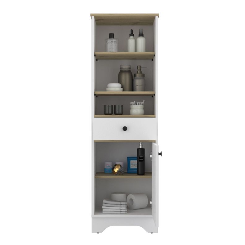 Estante Organzador Baño 1 Puerta 1 Cajon Fm-005C Café Claro Y Blanco-2