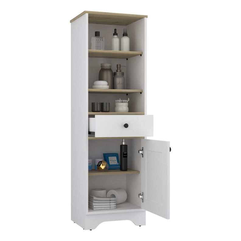 Estante Organzador Baño 1 Puerta 1 Cajon Fm-005C Café Claro Y Blanco-3