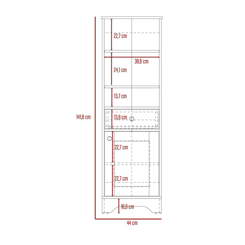 Estante Organzador Baño 1 Puerta 1 Cajon Fm-005C Café Claro Y Blanco-6