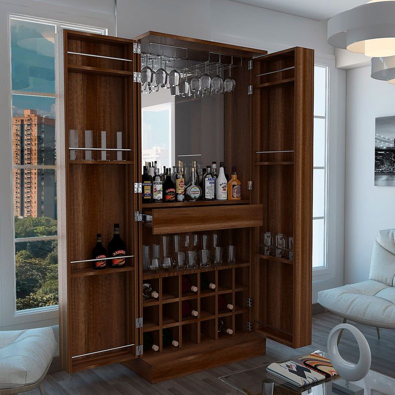 Bar Alto Extensible 18 Botelleros Fm-010O Café Oscuro-9