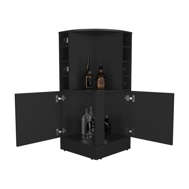 BAR ESQUINERO 2 PUERTAS Y PORTA BOTELLAS FM-015N NEGRO-2