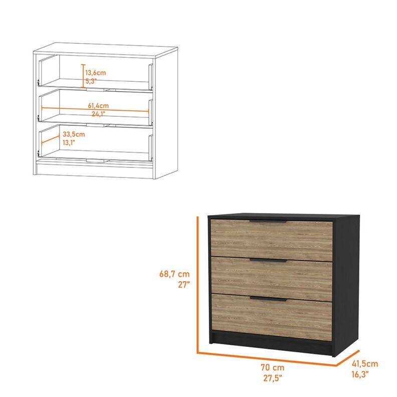 COMODA 3 CAJONES FM-001N - NEGRO / CAFE CLARO-6
