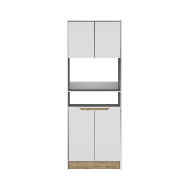 MUEBLE MICROONDAS 4 PUERTAS FM-008B BLANCO Y CAFÉ CLARO-0