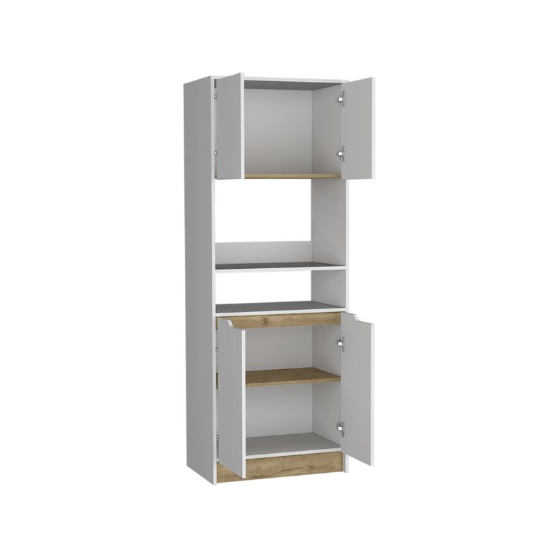 MUEBLE MICROONDAS 4 PUERTAS FM-008B BLANCO Y CAFÉ CLARO-1