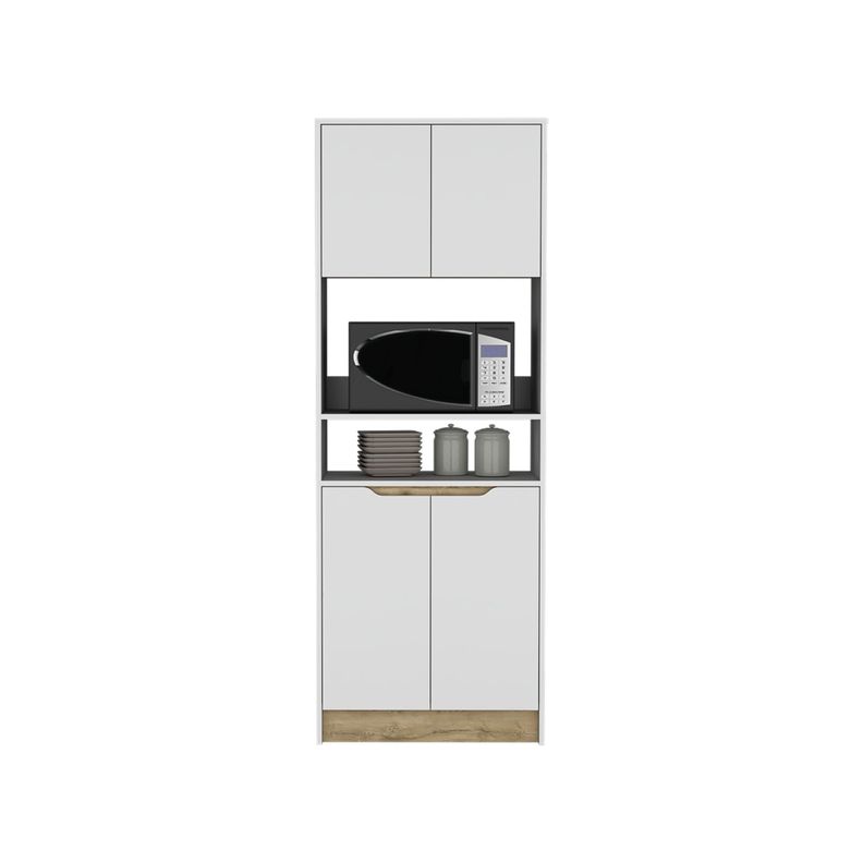 MUEBLE MICROONDAS 4 PUERTAS FM-008B BLANCO Y CAFÉ CLARO-2